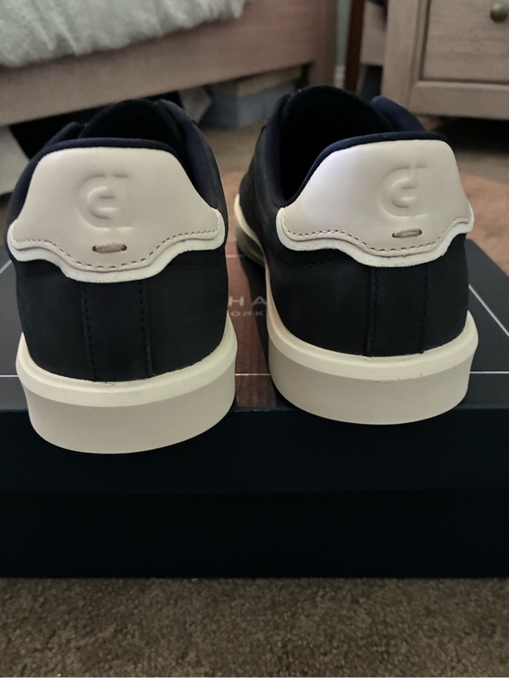 Cole Haan- Men's Navy & White Casual Sneakers - Low-Top Grand Crosscourt Slip-on